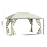 ZUN 10' x 13' Patio Gazebo Canopy, Double Vented Roof, Steel Frame, Curtain Sidewalls, Outdoor Sun Shade W2225142542