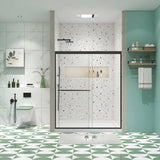 Bypass shower door, sliding door, with 1/4" tempered glass and Matted black finish 50-54"x70" W2122131035