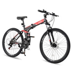 ZUN 26in High Carbon Steel 100kg 21 Speed Land Rover Shimano TX30 Folding Mountain Bike Black 66132359