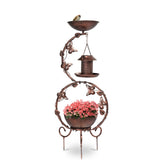 ZUN 37.8 inch Bird Bath and Solar Bird Feeders Combo with Flower Planter Pedestal, Weather Resistant 60319630