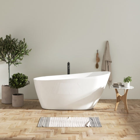 ZUN 67'' Acrylic Freestanding Soaking Bathtub with Classic Slotted Overflow and Toe-tap Drain in Chrome, W2568P166132