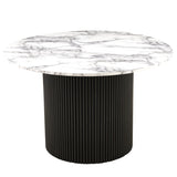 ZUN 47 Round Dining Table for 4, Imitation White Marble Grain MDF Tabletop Modern Kitchen Table, 47 W1164P225840