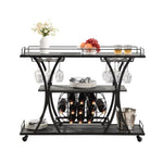 ZUN Industrial Bar Cart Kitchen Bar&Serving Cart for Home with Wheels 3 -Tier Storage Shelves W82151001