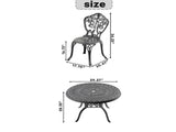3-Piece Set Of All-Weather Cast Aluminum Dining Furniture Set With Black Frame 14622726