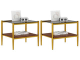 Set of 2 Rectangle End Table, Tempered Glass Tabletop with MDF layer, Modern Table for Living Room , W241P184252