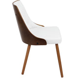 Gianna Mid-Century Modern Dining/Accent Chair in Walnut with White Faux Leather by LumiSource B202P223860