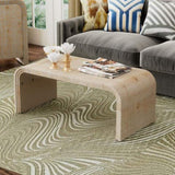 TREXM Minimalist Coffee Table with Curved Art Deco Design for Living Room or Dining Room WF317095AAD