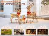 3-Piece Lighted Christmas Reindeer Family Outdoor Decorations, Weather Proof Rattan Deer Family 90191164
