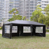 ZUN 10'x20' Outdoor Party Tent with 6 Removable Sidewalls, Waterproof Canopy Patio Wedding Gazebo, Black 67497602