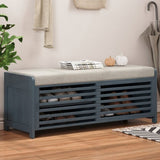 TREXM Distressed Shutter Storage Bench with Acacia Veneer for Retro Charm for Living Room, Entryway N715P196968M