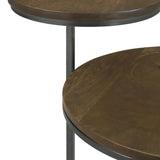 ZUN Natural and Gunmetal 2-Tier Accent Table B062P153886