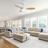 47 Inch Ceiling Fan with 22W LED Light and Remote Control 6 Speeds Reversible DC Motor White for W934P288500