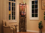 Corner Bar Cabinet with LED Lights and Mirrored Backing, Modern Rustic Liquor Cabinet with Glass N752P508295D