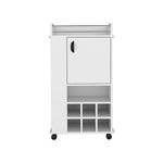 ZUN Fargo Bar Cart with Cabinet, 6 Built-in Wine Rack and Casters B070P188860