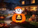 5ft Animated Halloween Inflatable Pumpkin with Rising Ghost, 2 Built-in LED Lights, Self-Inflating 54238430