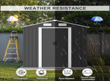 6 x 4 FT Outdoor Storage Shed, Metal Garden Storage House with Slanted Roof & Double Sliding Doors 10356971