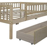 Full Size Daybed Wood Bed with Two Drawers, Natural WF301868AAN