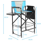 31" Tall Directors Chair with Footrest, 4Portable Bar Height Folding Camping Chair with Built-in Cup 61533762