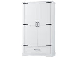 Tall Bathroom Storage Cabinet, Cabinet with Two Doors and One Drawer, Adjustable Shelf, MDF Board, 54458299