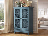 Rustic 55'' Tall Storage Cabinet with Drawer, Decorative 2-Door Carved Wood Accent Cabinet with W1445P376552