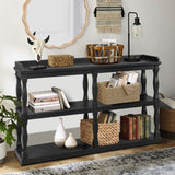 Console with 3-Tier Open Storage Spaces And Roman Column Effect Support Legs,Narrow Sofa Entry W1445P162737