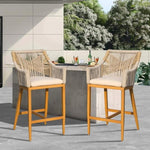 ZUN Bar Stools Set of 2, Outdoor Counter Height Bar Chairs with Arm and Backrest, Aluminum Tall Bar W1859P197308