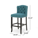 ZUN Vienna Contemporary Fabric Tufted Wingback 31 Inch Counter Stools, Set of 2, Teal and Dark Brown 64856.00T