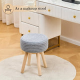 Round Ottoman Multifunctional Cotton Knitted Vanity Stool Footrest Stool for Living Room Entryway 32347935
