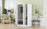 ZUN 3-Door Shutter Wardrobe with shelves, White 12419449