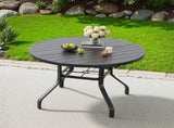 Round Dining Table, 41" Round Patio Table Wood-Like Grain with 1.57" Umbrella Hole, Metal T3623P504736