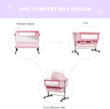 Baby Bassinet Bedside Sleeper 3 in 1 Bedside Crib, Adjustable Portable Bed for Infant/Baby/New born, 58167342