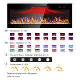 50 inch recessed ultra thin tempered glass front wall mounted electric fireplace with remote and W1769103305