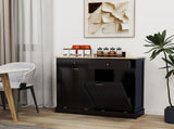 Two Drawers and Two-Compartment Tilt-Out Trash Cabinet Kitchen Trash Cabinet-Black 83273364