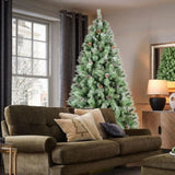 Artificial 7ft Green Christmas Tree with 1348PVC/Hard Needle Mixed Branch Tips,Pine cone,Hinged 77520448