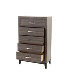 Bedroom Furniture Rustic Grey Oak Simple 1pc Tall Chest 5-Drawers Storage Solidwood Chest B011P250826