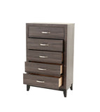 ZUN Bedroom Furniture Rustic Grey Oak Simple 1pc Tall Chest 5-Drawers Storage Solidwood Chest B011P250826