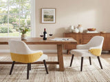 Indoor Dining Chair Set of 2, Beige & Yellow Two-Tone Fabric Armchair with Sturdy Frame, Modern N779P370716B