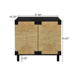 ZUN 2 Door Buffet Sideboard with Adjustable Shelves ,Storage Cabinet with Natural Seaweed Decor Doors W688P196193