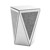 Inverted triangular mirror square, crystal diamond inlaid coffee, silver glass side W1005P189513