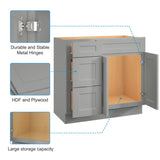 36 in. W x 21 in. D x 34.5 in. H in Shaker Grey Plywood Ready to Assemble Floor Vanity Sink Base T3210P282882