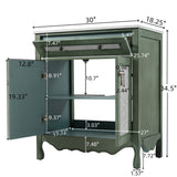 30" Antique Pattern Bathroom Vanity with Rectangle Ceramic Sink, Bathroom Vanity Cabinet with N817P245319B