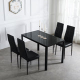 ZUN 4pcs Elegant Dining Chairs with 6 Grids Decoration Backrest White Cushion Black 69161445