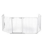 ZUN 6-Panel Metal Baby Playpen Fireplace Safety Fence w/ Walk-Through Door in 2 Directions, 5-in-1 Extra W2181P154903