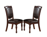 Gorgeous Formal Set of 2 Side Chairs Brown Color Rubberwood Dining Room Furniture Faux Leather B01180914