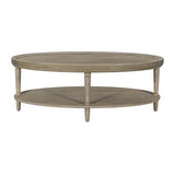 ZUN Oval Coffee Table with Shelf B035P256574