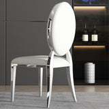 ZUN Leatherette Dining Chair Set of 2, Oval Backrest Design and Stainless Steel Legs 14121996