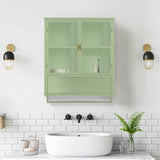 23.62"Glass Doors Modern Two-door Wall Cabinet with Featuring Two-tier Enclosed Storage, an Open W757143037