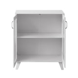 Modern Living Room Cabinet Storage Organizer with 2 Glass Doors and Adjustable Shelf White W409128109