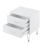 ZUN White 2-Drawer Accent Table with Hairpin Legs B062P181399