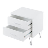 White 2-Drawer Accent Table with Hairpin Legs B062P181399